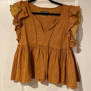 Anthropologie Caroline Ruffled Babydoll Top size m